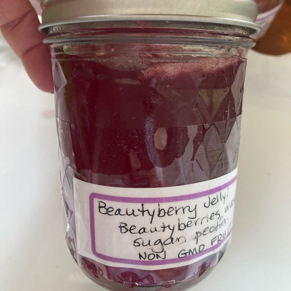 One half pint jar of beauty berry jelly from Yellow Flower Farm. Organic Non gmo - Picture 3 of 8